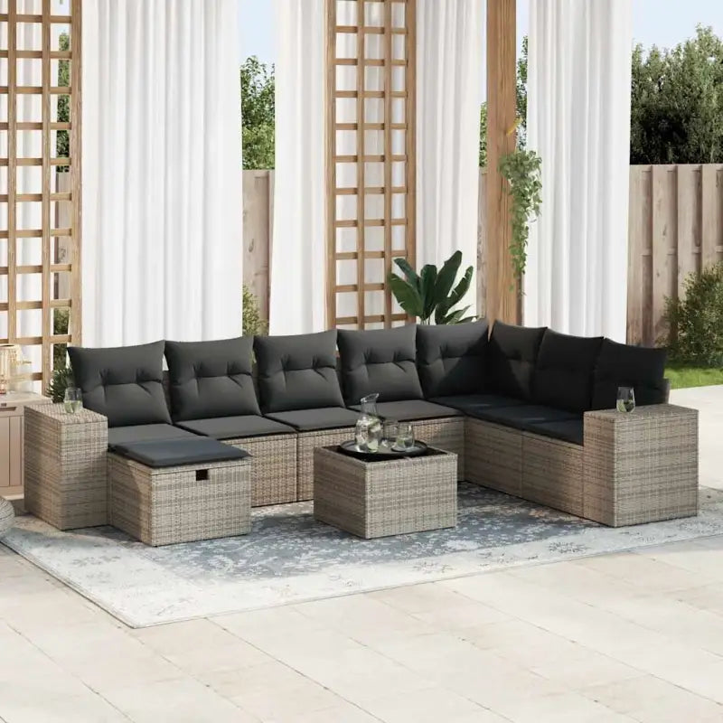 Beige materiaal tuinstoelset met gepoedercoat staal afmetingen - Grijs / met opbergruimte - Tuinsets