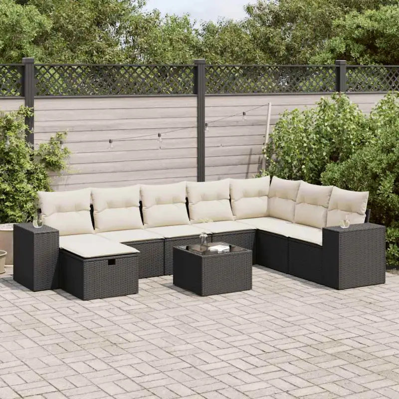 Beige materiaal tuinstoelset met gepoedercoat staal afmetingen - Zwart en crème / met opbergruimte - Tuinsets