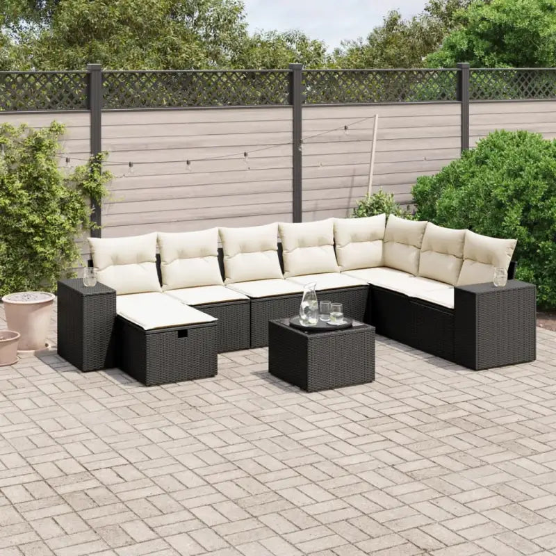 Beige materiaal tuinstoelset met gepoedercoat staal afmetingen - Zwart en crème / zonder opbergruimte - Tuinsets