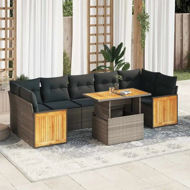 Beige material loungeset met gepoedercoat staal en comfortabele afmetingen - Grijs / met opbergruimte - Tuinsets