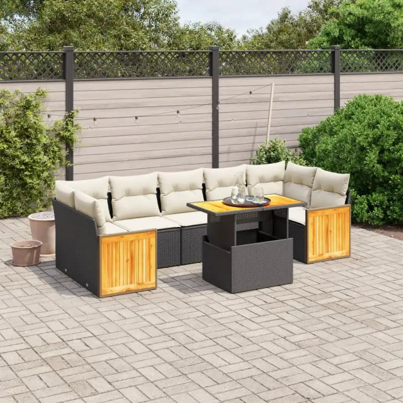 Beige material loungeset met gepoedercoat staal en comfortabele afmetingen - Zwart en crème / zonder opbergruimte