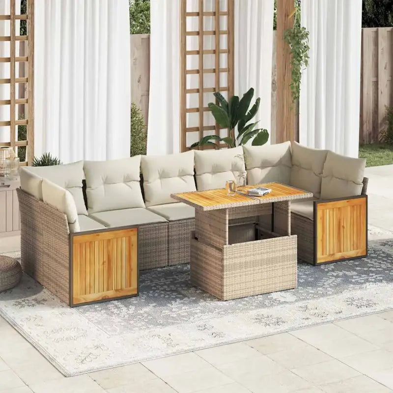 Beige material loungeset met gepoedercoat staal en comfortabele afmetingen - beige en crèmekleurig / met opbergruimte