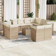 Beige Material Loungeset met Poly Rattan en Gepoedercoat Staal - Tuinsets