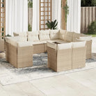Beige Material Loungeset met Poly Rattan en Gepoedercoat Staal - beige en crèmekleurig / Zonder tafel - Tuinsets