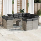 Beige Material Loungeset met Poly Rattan en Gepoedercoat Staal - Lichtgrijs / Met tafel - Tuinsets