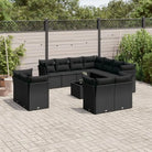 Beige Material Loungeset met Poly Rattan en Gepoedercoat Staal - Zwart / Met tafel - Tuinsets