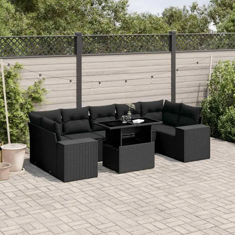 Beige materialen loungeset met gepoedercoat staal en afmetingen voor tuin - Zwart / zonder opbergruimte - Tuinsets