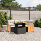 Beige materialen loungeset met gepoedercoat staal en comfortabele afmetingen - Zwart en crème / zonder opbergruimte