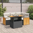 Beige materialen loungeset met gepoedercoat staal en comfortabele afmetingen - Zwart en crème / met opbergruimte