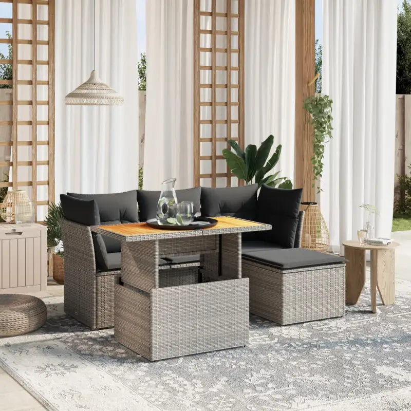 Beige Materialien Loungeset met Gepoedercoat Staal Afmetingen voor Buiten - Grijs / zonder opbergruimte - Tuinsets