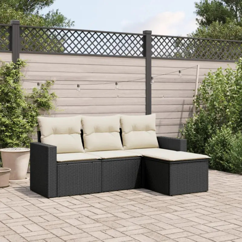 Beige tuinbank van gepoedercoat staal voor terras en achtertuin - Zwart en crème / Zonder tafel - Tuinsets