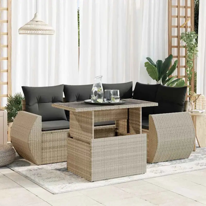 Beige tuininformatie met gepoedercoat staal en juiste afmetingen - Lichtgrijs / met opbergruimte - Tuinsets