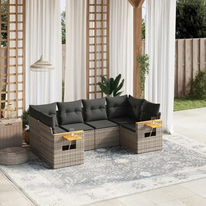 Beige tuinset met gepoedercoat staal en comfortabele afmetingen zitting - Grijs - Tuinsets