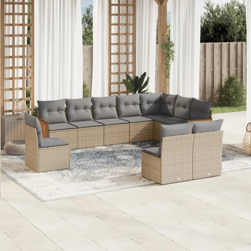 Beige tuinset met gepoedercoat staal en comfortabele afmetingen zitting - Beige en grijs / Zonder tafel - Tuinsets