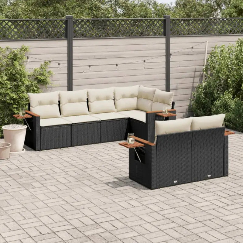 Beige tuinset met gepoedercoat staal en comfortabele afmetingen zitting - Zwart en crème - Tuinsets