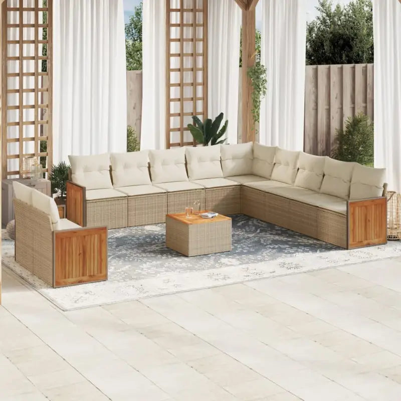 Beige tuinset met gepoedercoat staal en comfortabele zitelementen - Tuinsets