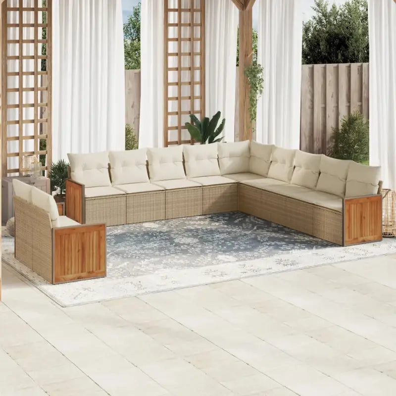 Beige tuinset met gepoedercoat staal en comfortabele zitelementen - beige en crèmekleurig / Zonder tafel - Tuinsets