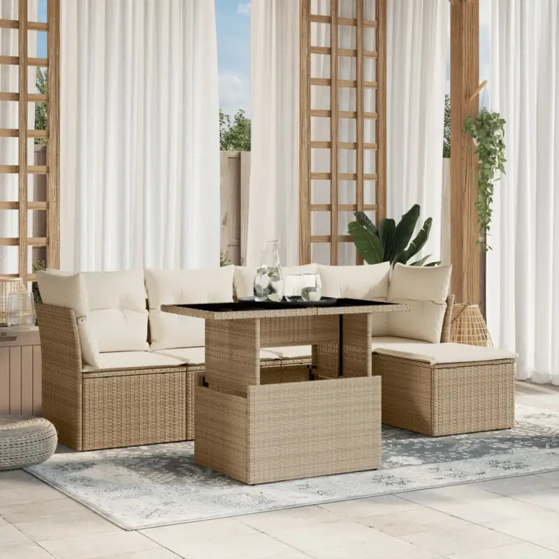 Beige tuinset met gepoedercoat staal en ruime afmetingen - beige en crèmekleurig / zonder opbergruimte - Tuinsets