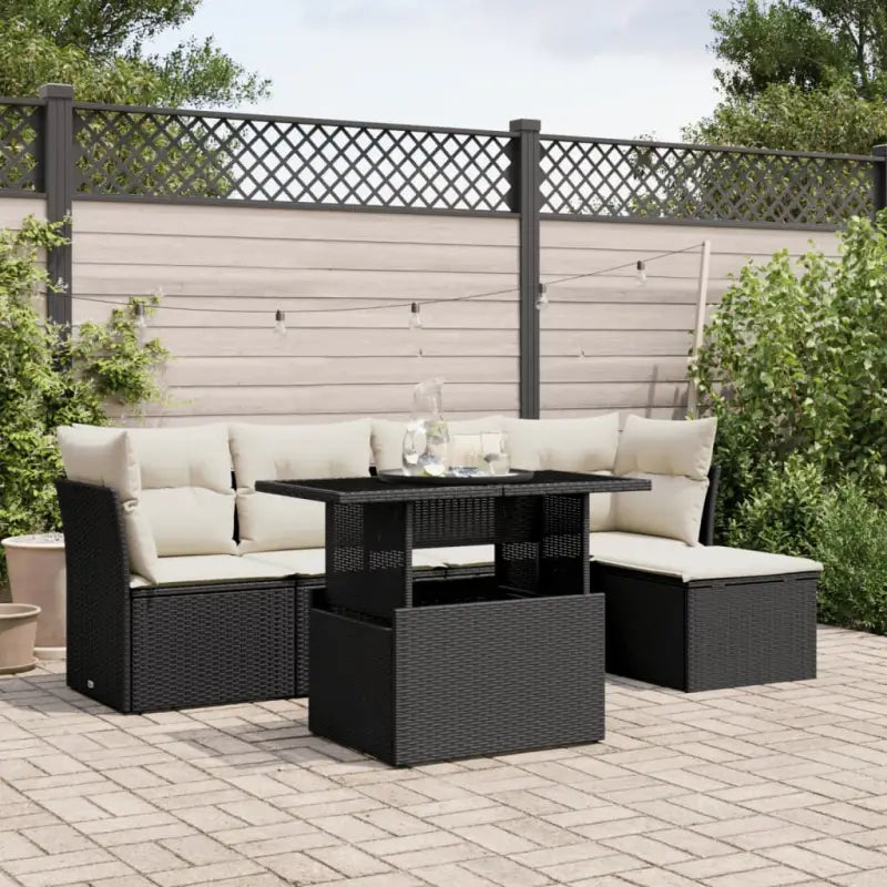Beige tuinset met gepoedercoat staal en ruime afmetingen - Zwart en crème / zonder opbergruimte - Tuinsets