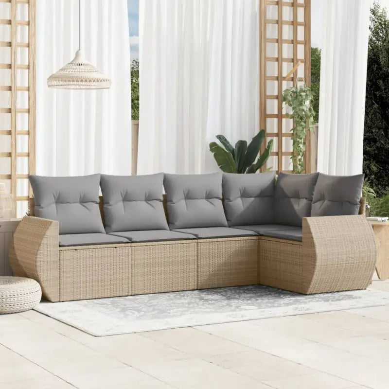 Beige tuinset met gepoedercoat staal en waterdichte tas voor buitengebruik - Beige en grijs / Zonder tafel - Tuinsets