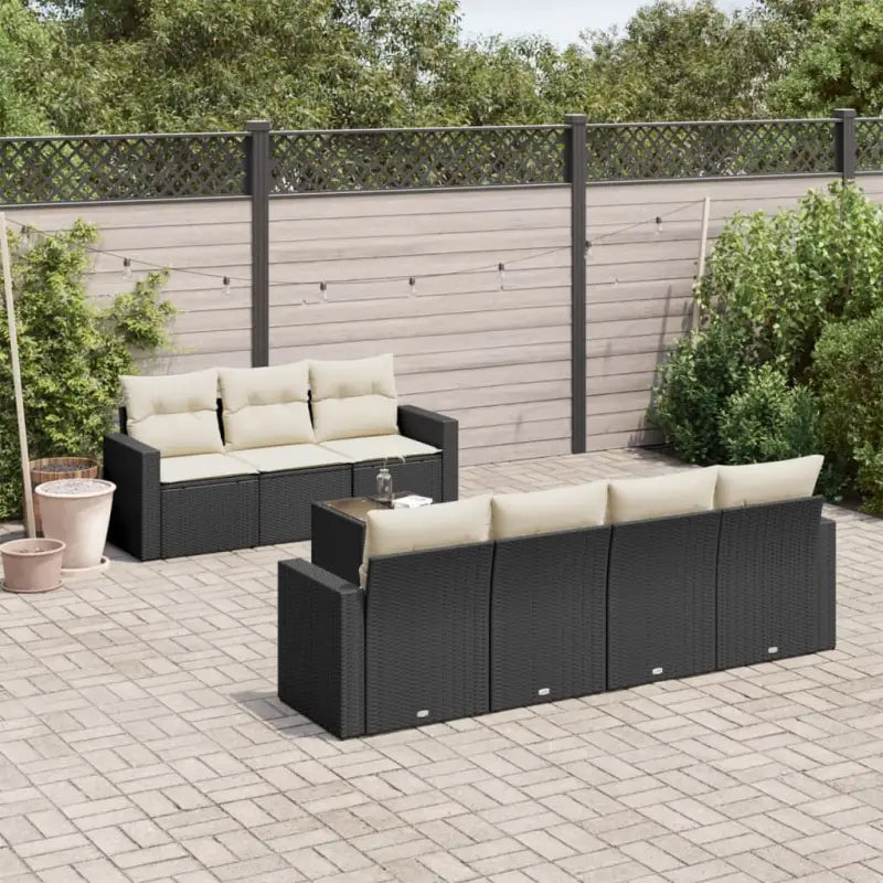 Beige tuinset met gepoedercoat staal voor comfortabel buiten genieten - Zwart en crème - Tuinsets