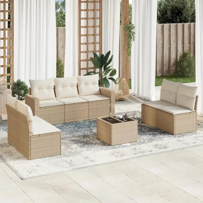 Beige tuinset van gepoedercoat staal met comfortabele afmetingen - beige en crèmekleurig / Met tafel - Tuinsets
