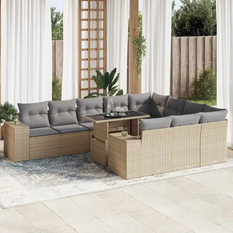 Beige tuinset van gepoedercoat staal met waterdichte tas voor buiten - Beige en grijs - Tuinsets