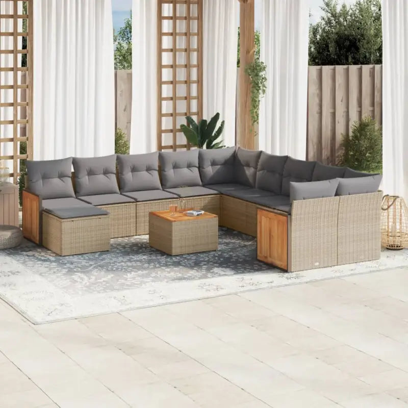 Beige tuinsets van gepoedercoat staal met perfecte afmetingen - beige en lichtgrijs / Met tafel - Tuinsets