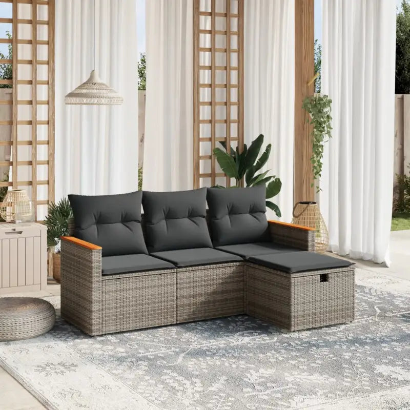 Beige tuinstoelset van gepoedercoat staal met ideale afmetingen - Grijs / zonder opbergruimte - Tuinsets