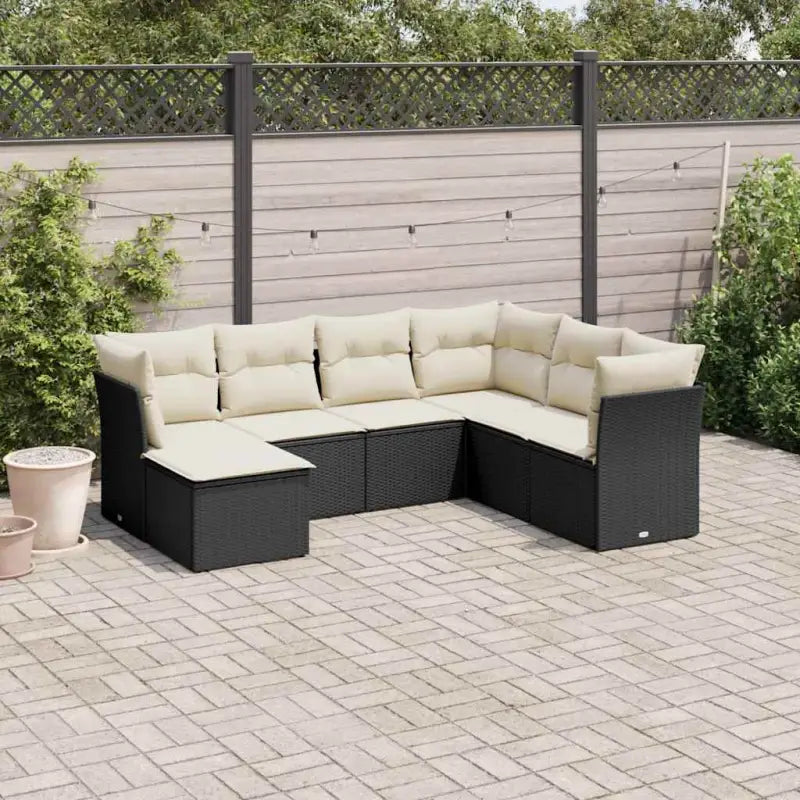 Benige loungeset met waterdichte tas en gepoedercoat staal in beige - Zwart en crème / Zonder tafel - Tuinsets