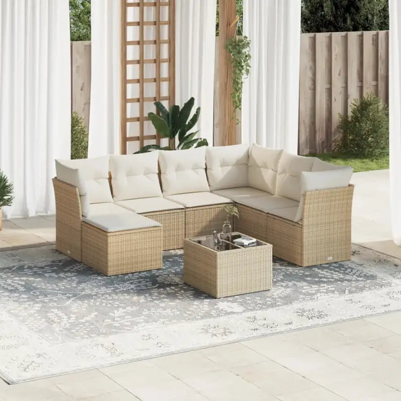 Benige loungeset met waterdichte tas en gepoedercoat staal in beige - beige en crèmekleurig / Met tafel - Tuinsets