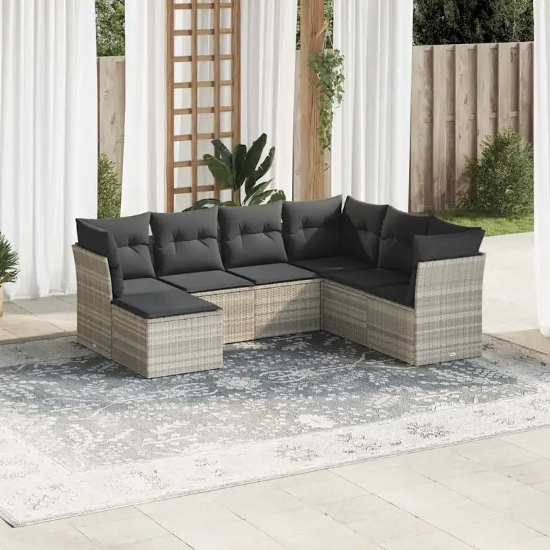 Benige loungeset met waterdichte tas en gepoedercoat staal in beige - Lichtgrijs / Zonder tafel - Tuinsets