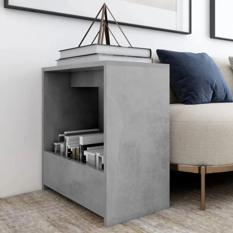 Bewerk hout bijzettafel met open vak voor moderne woonkamers - Betongrijs / 1 - Bijzettafels