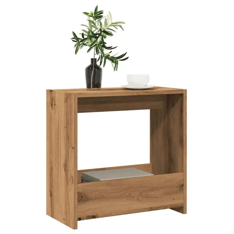 Bewerk hout bijzettafel met open vak voor moderne woonkamers - artisanaal eikenkleurig / 1 - Bijzettafels