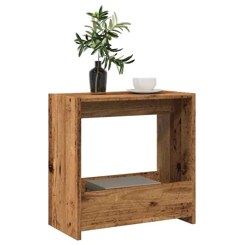 Bewerk hout bijzettafel met open vak voor moderne woonkamers - Oud hout / 1 - Bijzettafels