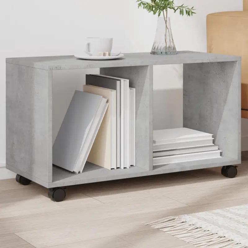 Bewerk hout bijzettafel met verplaatsbare kast voor drankjes en decoratie - Betongrijs / 1 / 72 cm - Bijzettafels