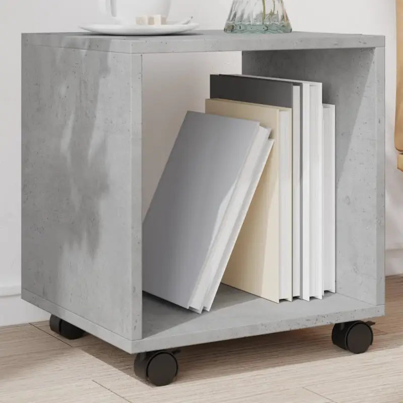 Bewerk hout bijzettafel met verplaatsbare kast voor drankjes en decoratie - Betongrijs / 1 / 37 cm - Bijzettafels