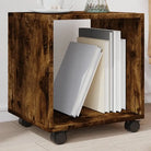 Bewerk hout bijzettafel met verplaatsbare kast voor drankjes en decoratie - Gerookt eiken / 1 / 37 cm - Bijzettafels