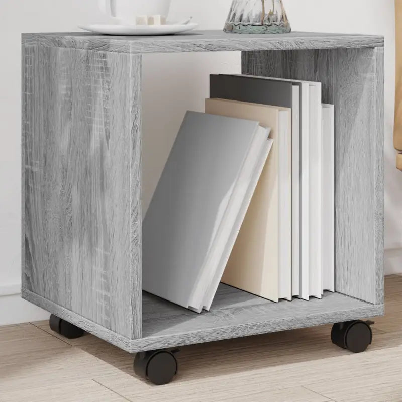 Bewerk hout bijzettafel met verplaatsbare kast voor drankjes en decoratie - Grijs sonoma / 1 / 37 cm - Bijzettafels