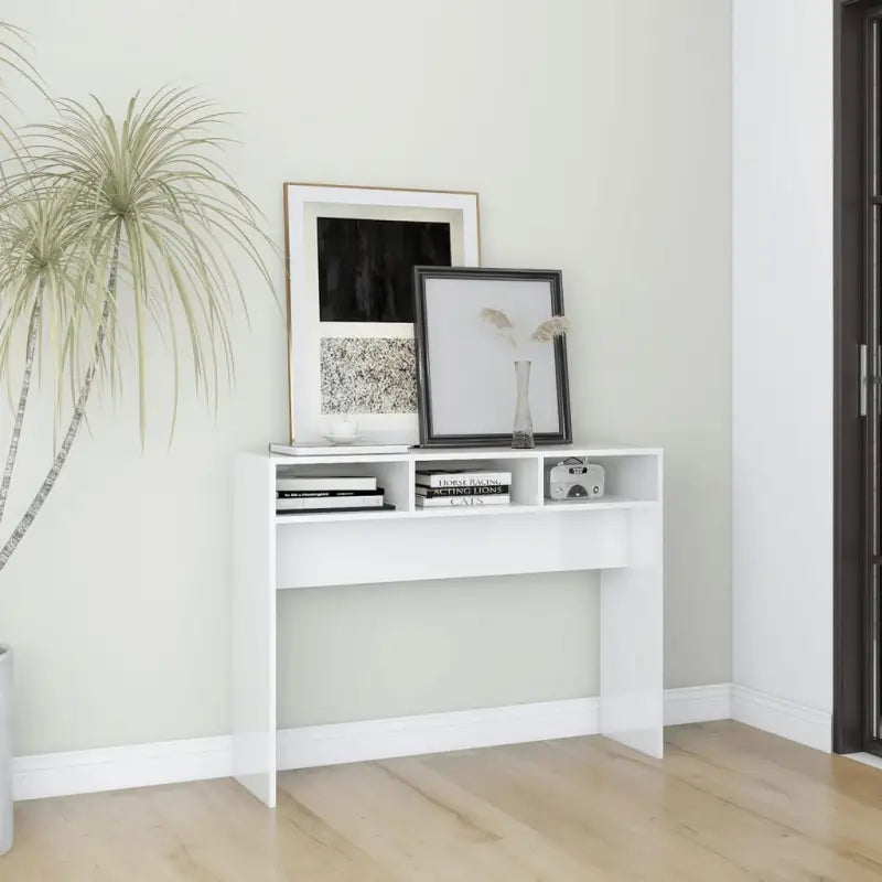 Bewerk hout bijzettafel voor stijl en functionaliteit - 1 / Hoogglans wit / 105 cm - Bijzettafels