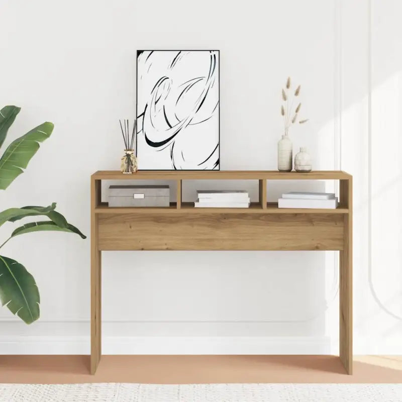 Bewerk hout bijzettafel voor stijl en functionaliteit - artisanaal eikenkleurig / 1 / 105 cm - Bijzettafels
