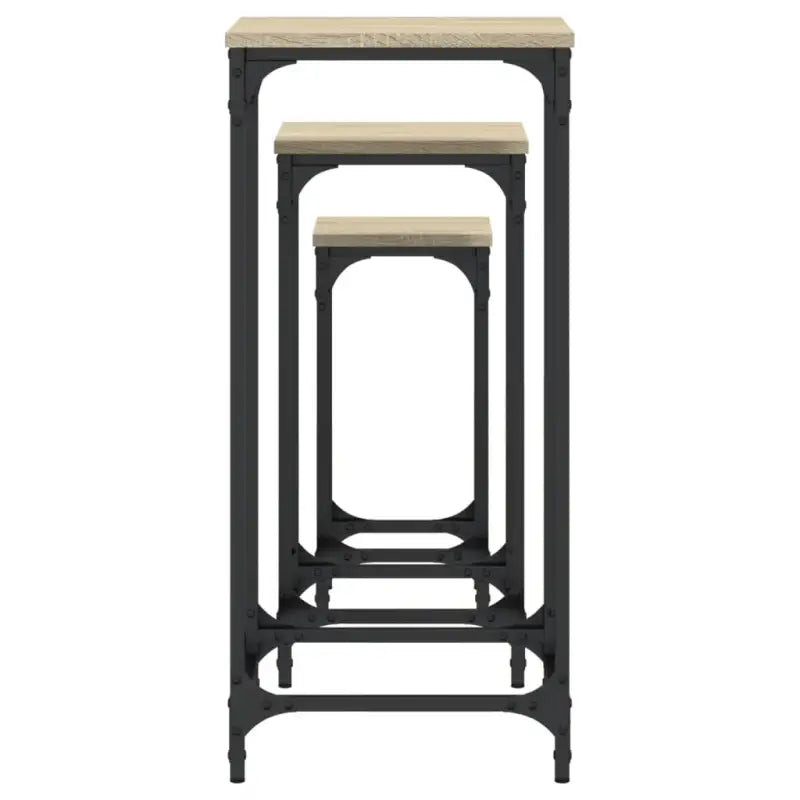 Bewerk hout bijzettafels met metalen frame voor kleine ruimtes - Bijzettafels