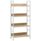 Bewerk hout Boekenkast met afmetingen enkele voor woonkamer of terras - Eiken en wit / 1 / 124.5 cm - Boekenkasten