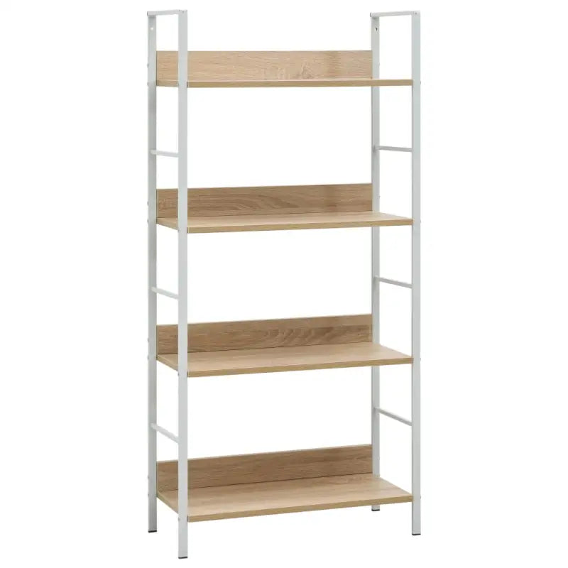 Bewerk hout Boekenkast met afmetingen enkele voor woonkamer of terras - Eiken en wit / 1 / 124.5 cm - Boekenkasten