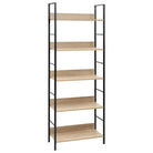 Bewerk hout Boekenkast met afmetingen enkele voor woonkamer of terras - Eiken en zwart / 1 / 158.5 cm - Boekenkasten