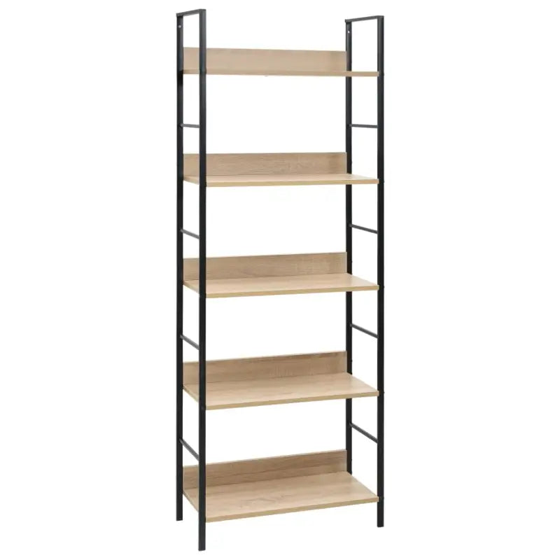 Bewerk hout Boekenkast met afmetingen enkele voor woonkamer of terras - Eiken en zwart / 1 / 158.5 cm - Boekenkasten