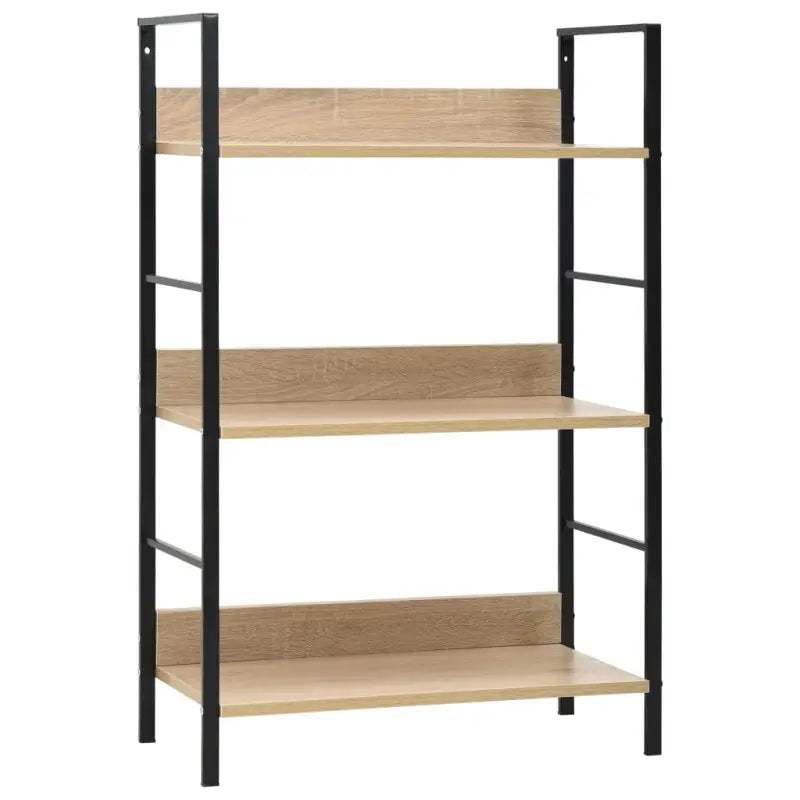 Bewerk hout Boekenkast met afmetingen enkele voor woonkamer of terras - Eiken en zwart / 1 / 90.5 cm - Boekenkasten