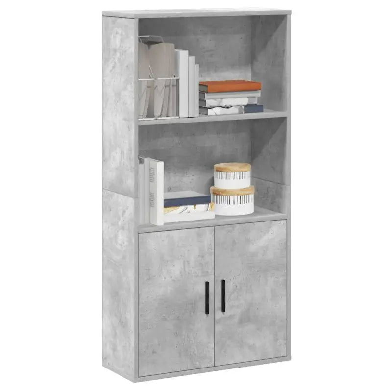 Bewerk hout boekenkast voor stijlvolle en praktische boekenopslag - Betongrijs / 1 / 120 cm - Boekenkasten