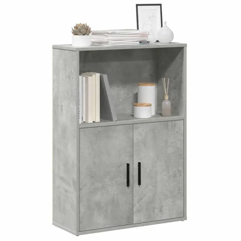Bewerk hout boekenkast voor stijlvolle en praktische boekenopslag - Betongrijs / 1 / 85 cm - Boekenkasten