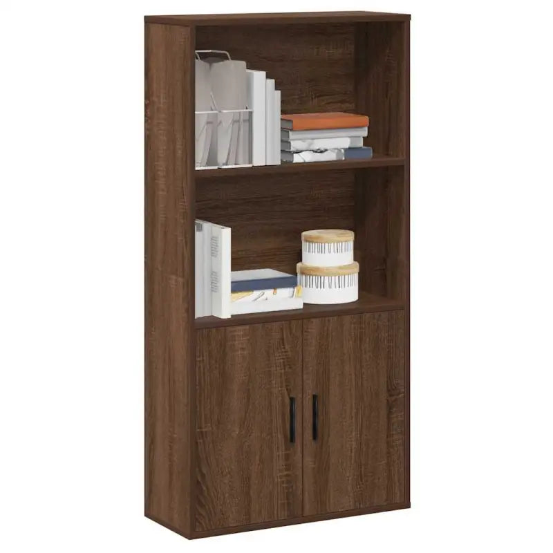 Bewerk hout boekenkast voor stijlvolle en praktische boekenopslag - bruin eikenkleur / 1 / 120 cm - Boekenkasten